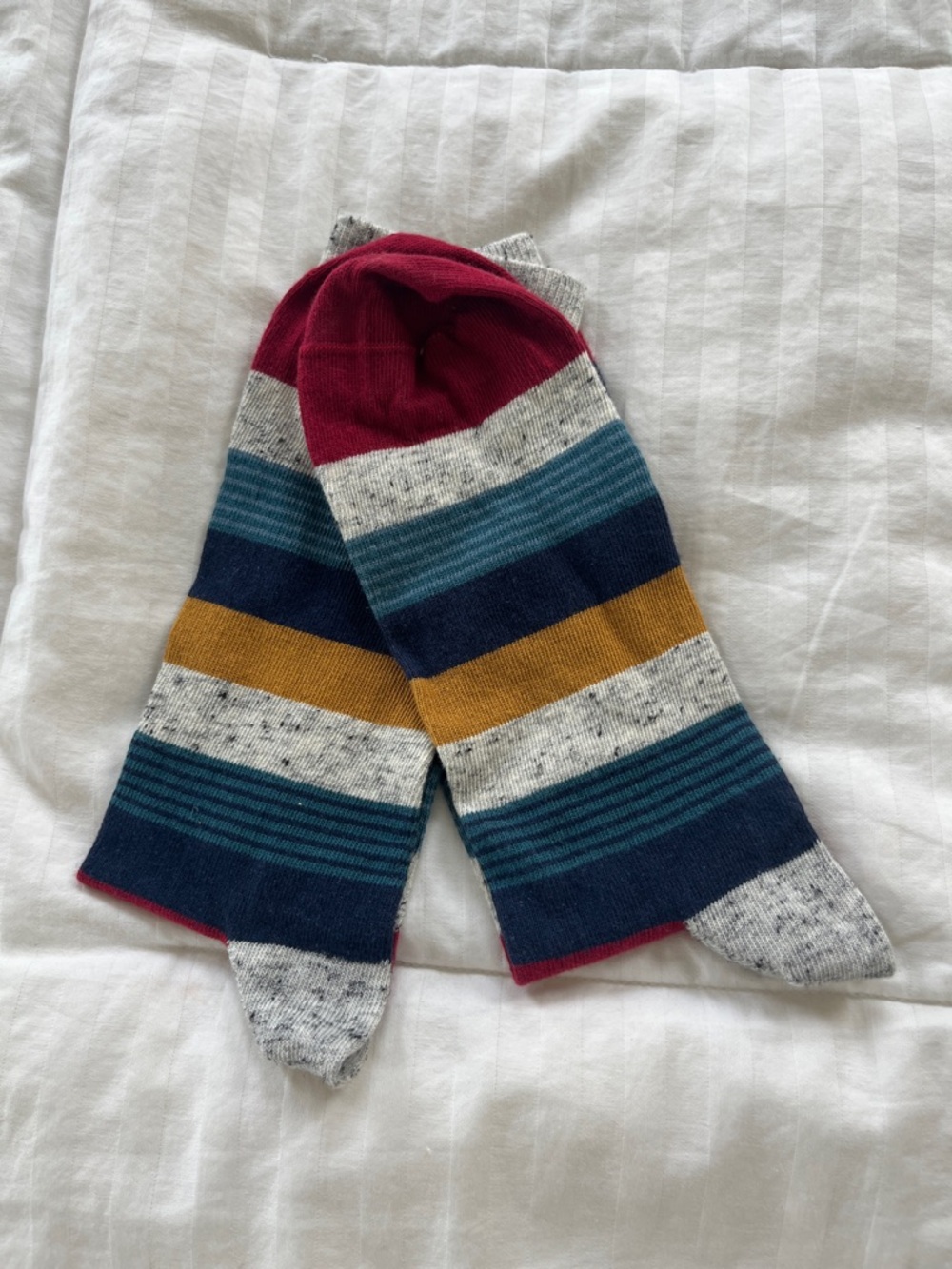 Stance Striped Crew Socks in Burgundy, Mustard, Teal, Navy, Heather Gray - Picture 2 of 3